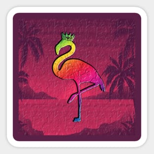 funny flamingo on the beach in pink Sticker